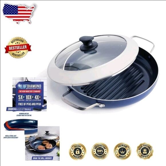 11" Blue Diamond Nonstick Grill Genie - Dishwasher Safe, Induction Compatible - Picture 2 of 10